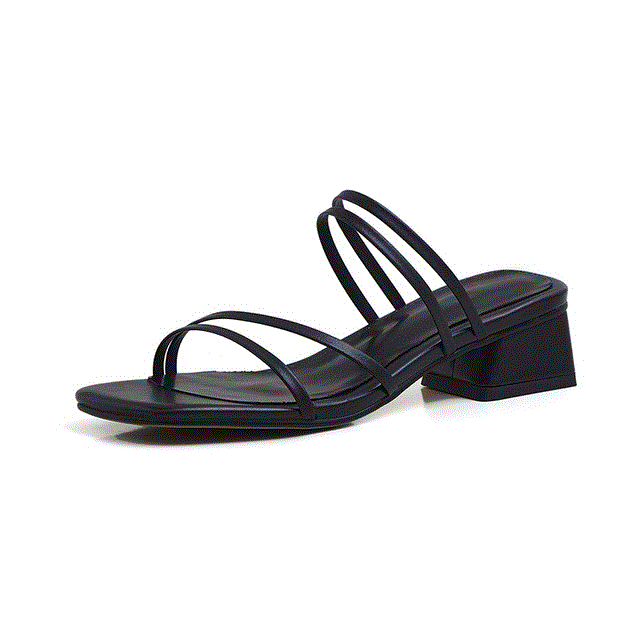 2021 High quality Women Sandals Square Mid-Heels Slippers Open Toe Platform Cut-out Hollow Female Sandals Plus Size
