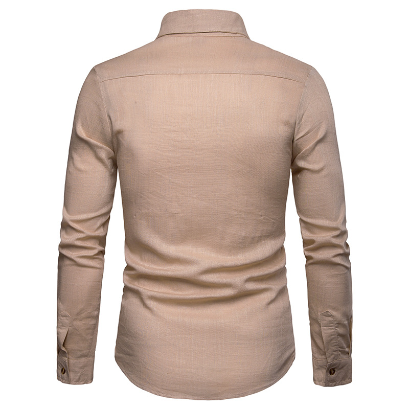 2021 High quality Mens Long Sleeve Linen Shirts Mens Slim Fit Button Down Shirts Tuxedo Shirt Men Business Shirts