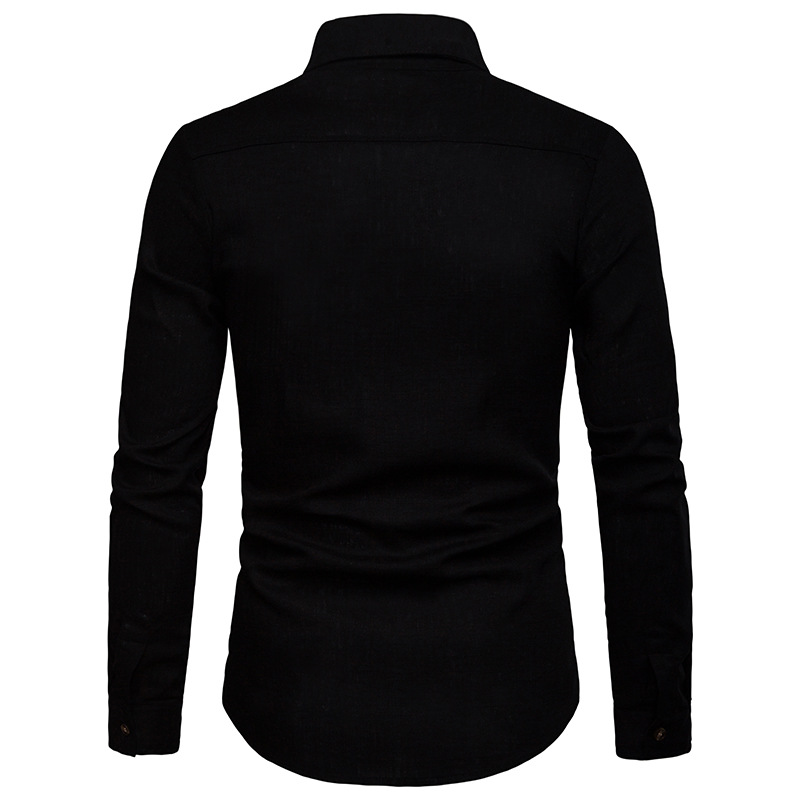 2021 High quality Mens Long Sleeve Linen Shirts Mens Slim Fit Button Down Shirts Tuxedo Shirt Men Business Shirts