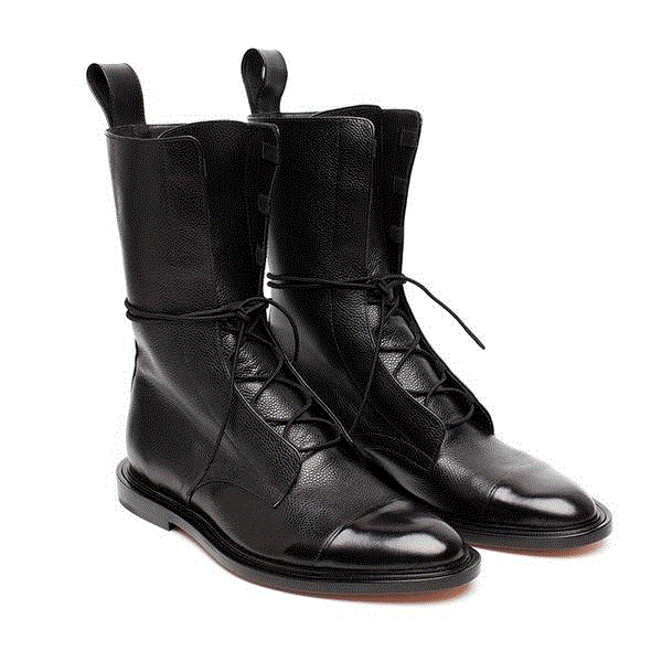 2021 High quality Women Boots Patent Leather Flat Ladies Boots Pointed Toe Lace-Up Boots Handsome Boots Women's Boots