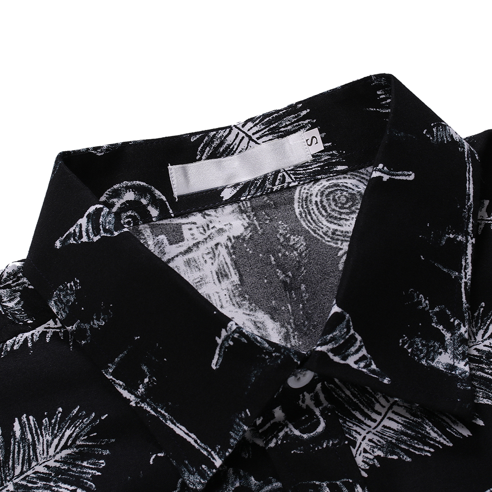 2021 High quality Mens Black Casual Dress Shirts Floral Hawaiian Shirt Men Slim Fit Long Sleeve Shirts