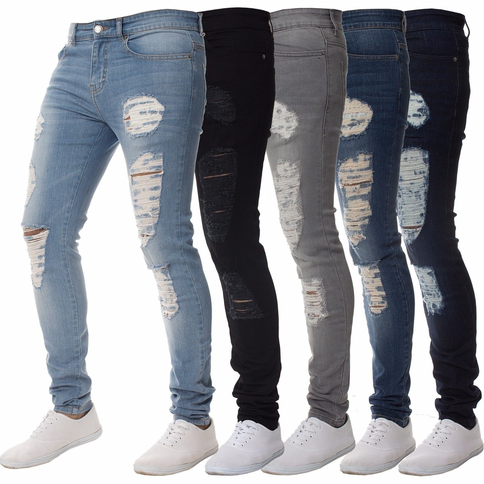 2021 High quality Fashion Men's  Sexy Hole Jeans Pants Casual  Male Ripped Skinny Trousers Slim Biker Outwears Pants