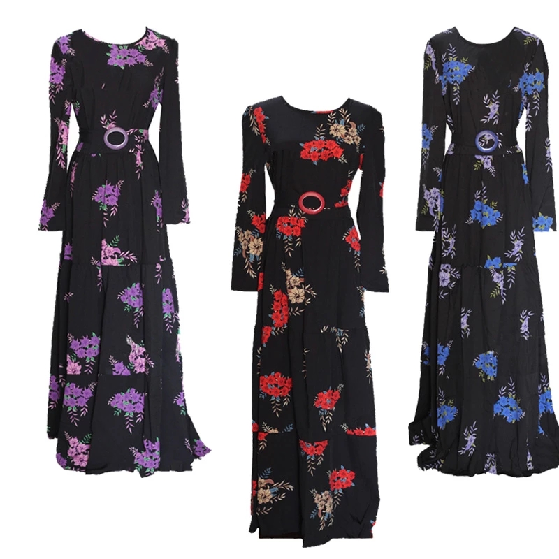 2021 High quality Muslim Abaya Print Maxi Dress Turkish Hijab Cardigan Kimono Long Robe Gowns Jubah Middle Dress