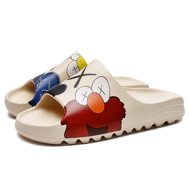Men's Summer Slides Breathable Cool Beach Sandals Flip Flops Fish Mouth Men Slippers Big Size