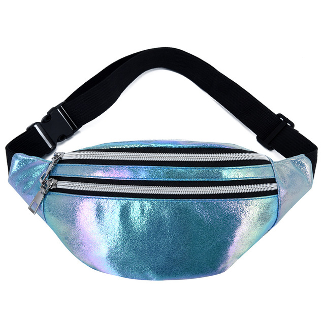 2021 High quality Waist Bag Laser PU Beach Traverl Banana Hip Bum Zip Waistbags Women Belt Bag for Girls