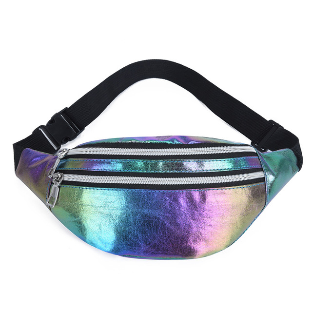 2021 High quality Waist Bag Laser PU Beach Traverl Banana Hip Bum Zip Waistbags Women Belt Bag for Girls
