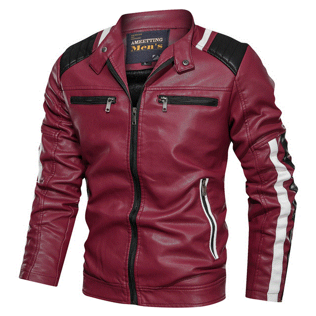 2021 High quality Men's Leather Jacket Casual Collar Motorcycle Jacket Men Slim Style Quality Leather Jacket Men