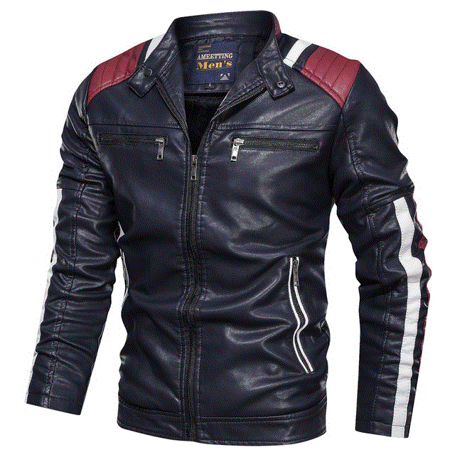 2021 High quality Men's Leather Jacket Casual Collar Motorcycle Jacket Men Slim Style Quality Leather Jacket Men