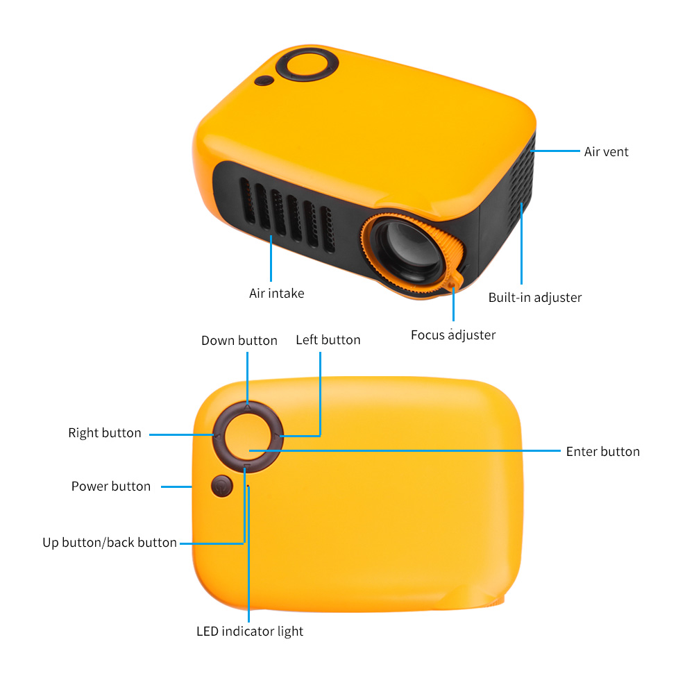 2021 High quality Mini Projector Supports 1080P HDMI USB Micro SD Card LCD Home Entertainment Theater Video Projector