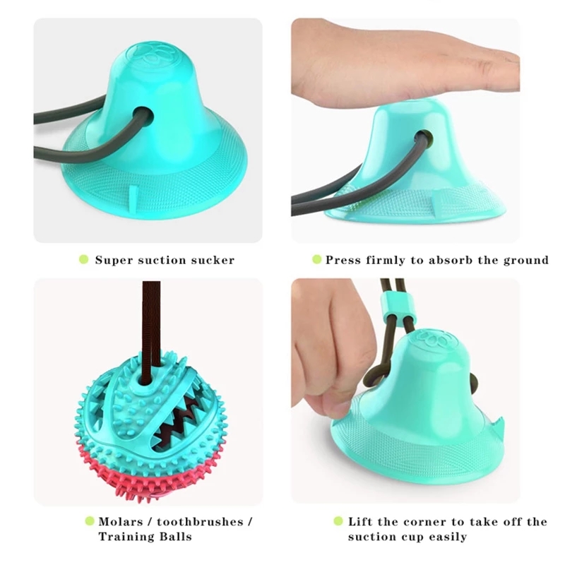 2021 High quality Pet Interactive Suction Cup Push Molar Bite Toy Elastic Ropes Dog Tooth Cleaning Chewing Supplies