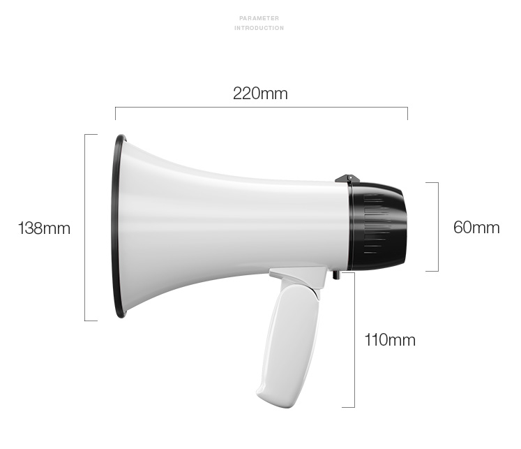 2021 High quality Portable Megaphone Speaker Bullhorn with 20 Watt Power and Foldable Handle for Cheerleading