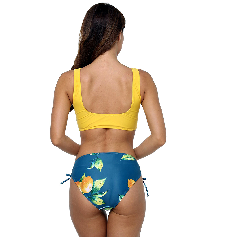 2021 High quality New swimsuit bikini swimwear women Sexy swimming suit Beach Bathing Suits  Yellow And Lemon Print