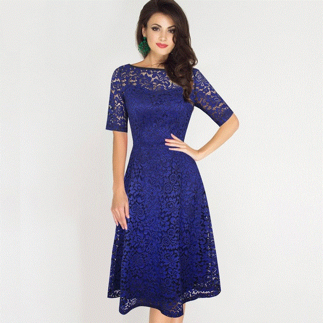2021 High quality Vintage Party Dress Lace Half Sleeve Dress Women Plus Size Dress Lace Party Dresses Fashion Dress