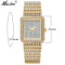 2021 High quality WomenLadies Gold Square Watch  Analog Quartz Movt Unique Female Iced Out Watch