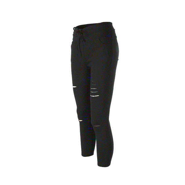 2021 High quality Women Fashion Slim High Waisted Stretchy Skinny Broken Hole Pencil Pants Solid  Trousers Womens