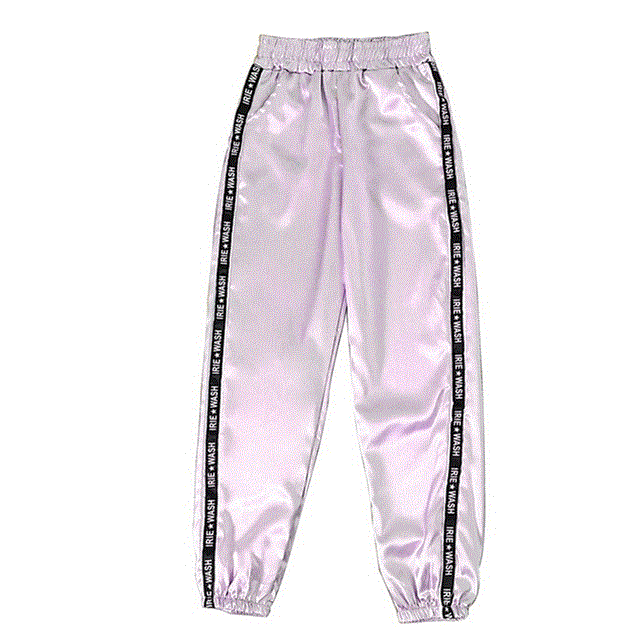 2021 High quality Joggers Sport Pants Fashion Satin Highlight Loose  Pants Women Glossy Ribbon Pants Women Trousers