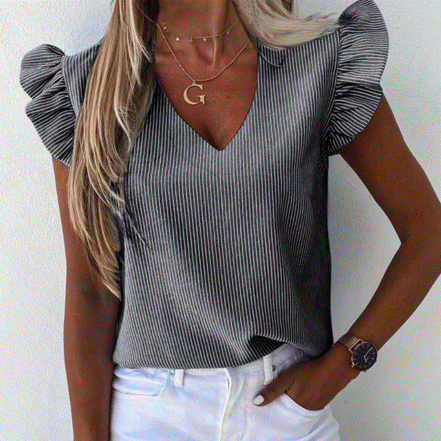 2021 High quality Women Pineapple Floral Print Ruffle Blouse  Summer Butterfly Sleeve Shirt Elegant Office Lady O-Neck Tops Blusa Streetwear