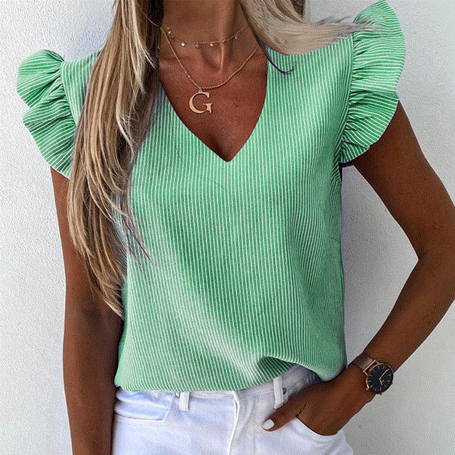 2021 High quality Women Pineapple Floral Print Ruffle Blouse  Summer Butterfly Sleeve Shirt Elegant Office Lady O-Neck Tops Blusa Streetwear