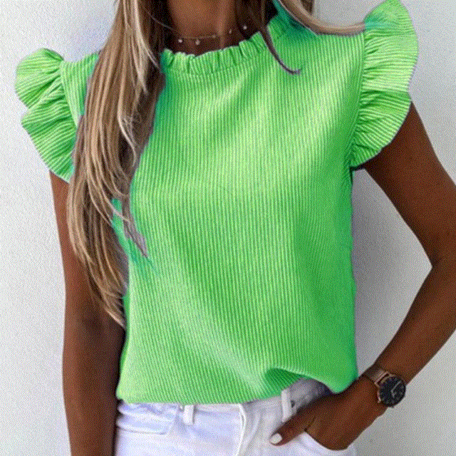 2021 High quality Women Pineapple Floral Print Ruffle Blouse  Summer Butterfly Sleeve Shirt Elegant Office Lady O-Neck Tops Blusa Streetwear