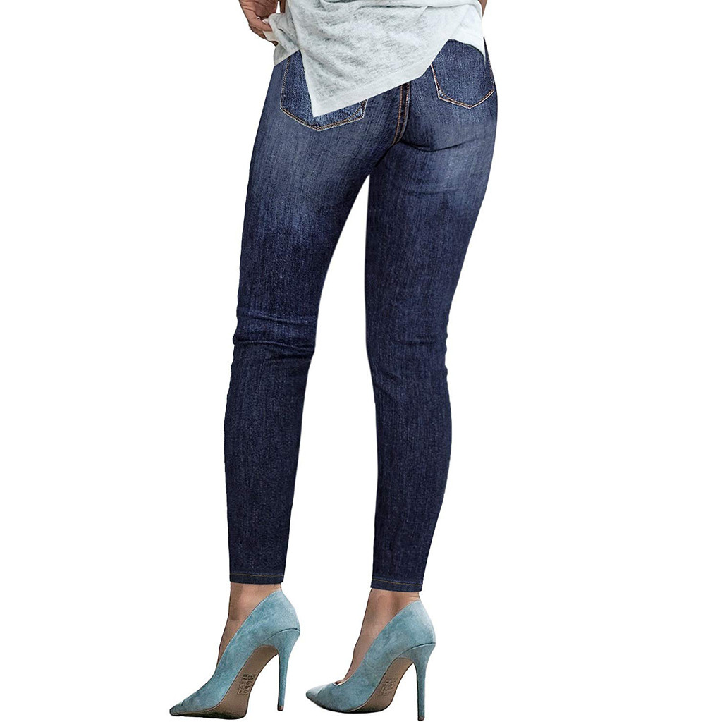 2021 High quality Women Skinny Denim Pants Ripped Destroyed Pleated Stretch Jeans Slim Pencil Trousers Fashion