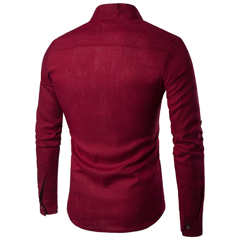 2021 High quality Spring Cotton Linen Men Shirts Man Long Sleeve Collar Chinese Clothes Male Big Size Casual Shirts