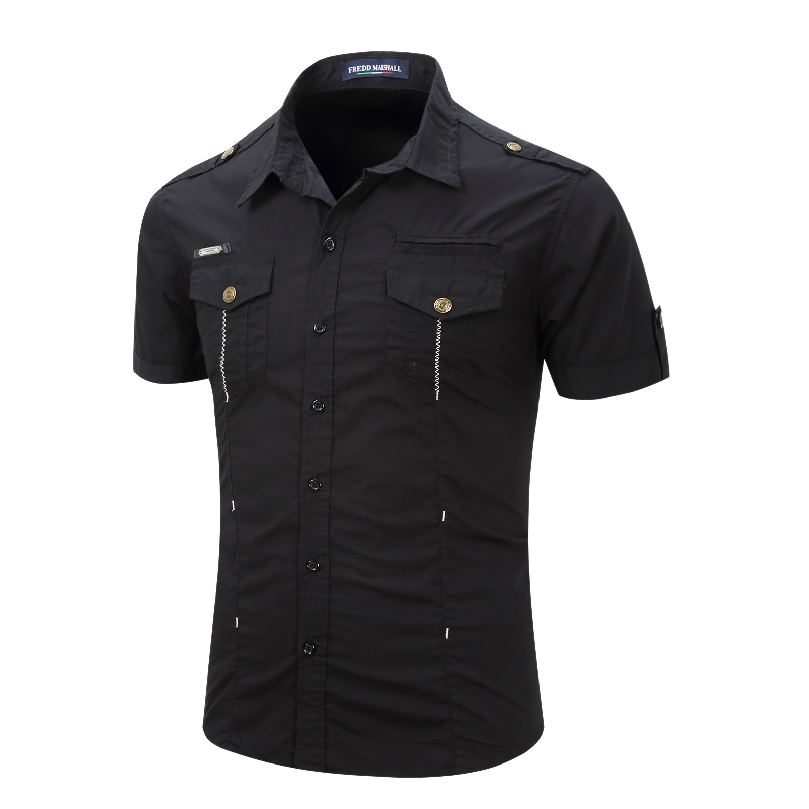2021 High quality Men Casual Shirt Short Sleeve Cotton Spring Business Office Slim Summer Shirt Blue Loose Shirts
