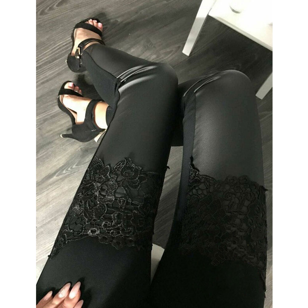 2021 High quality High Waist Pencil Pants Women Faux Leather PU Long Trousers Sexy Ladies Elastic Skinny Tight Pants