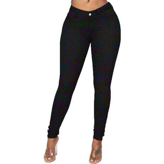 2021 High quality Women Skinny Jeans High Waist Stretch Denim Pencil Pants Classic Casual Bottoms for Daily Streetwear