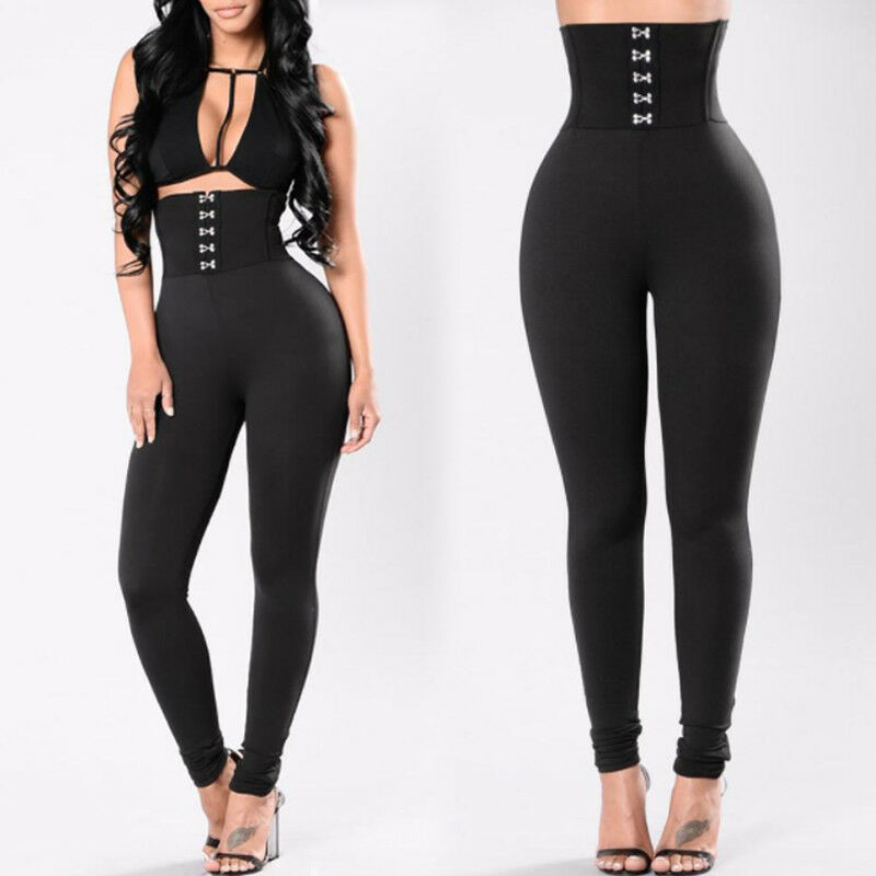 2021 High quality Women's Casual Long Pants Fashion High Waist Button Stretch Skinny Sports Fitness Pencil Trousers