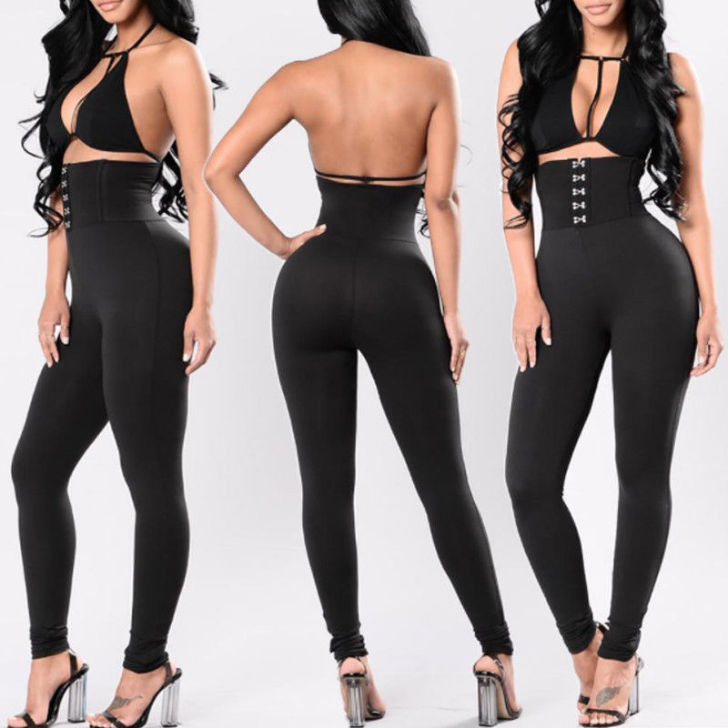 2021 High quality Women's Casual Long Pants Fashion High Waist Button Stretch Skinny Sports Fitness Pencil Trousers