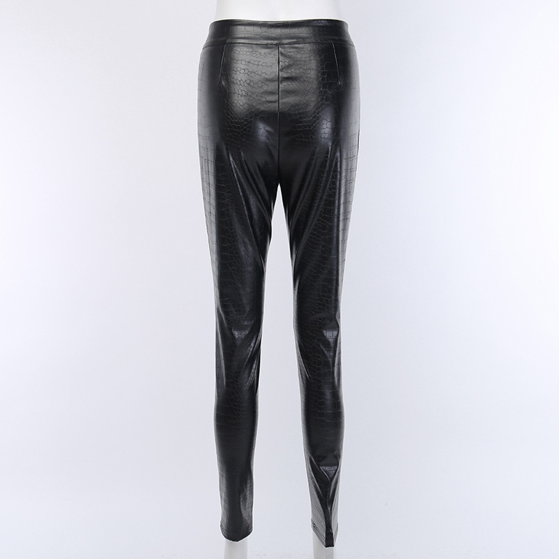 2021 High quality Fashion Skinny PU Leather Pants Bottoms Women Ladies Trendy Sexy High Waist Zipper Pencil Trousers