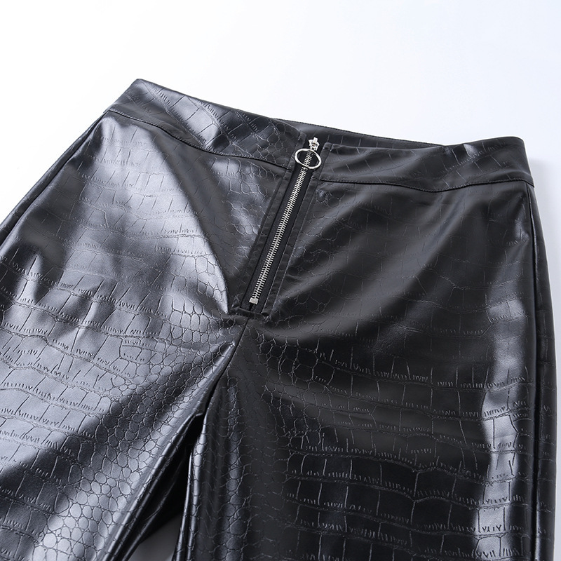2021 High quality Fashion Skinny PU Leather Pants Bottoms Women Ladies Trendy Sexy High Waist Zipper Pencil Trousers
