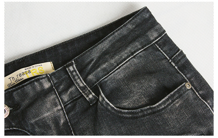 2021 High quality Skinny Jeans Woman Ripped Moto Biker Pencil Jeans Womens Denim Pants Black Trousers