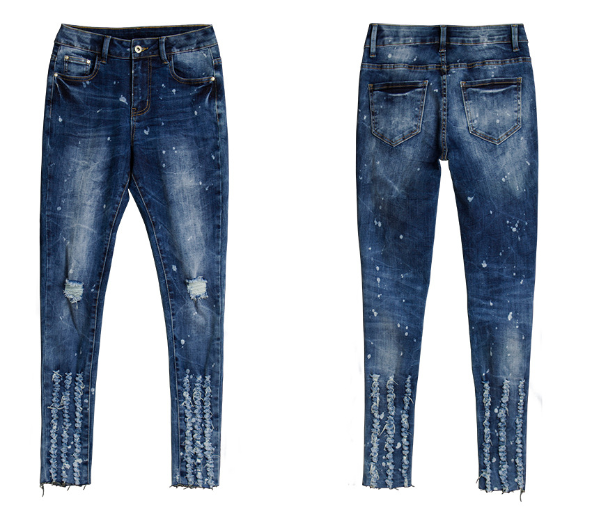 2021 High quality New Slim Hole Ripped Jeans For Women Mid Waist Skinny Jeans Woman Pencil Denim Pants Trousers