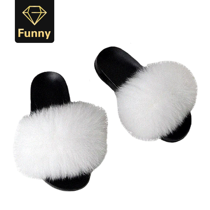 2021 High quality Fur Slippers Women Furry Flat Sandals Female Cute Fluffy House Shoes Woman