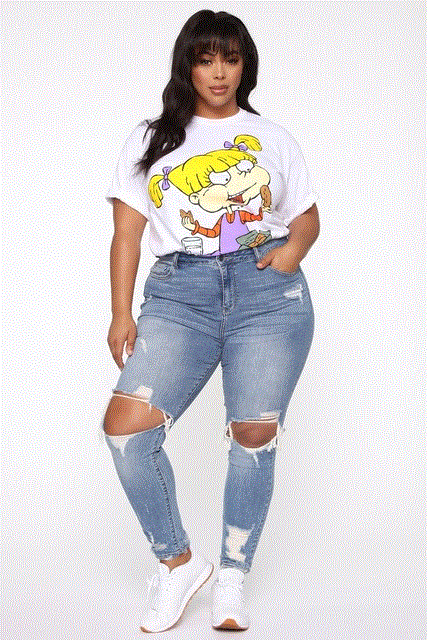 2021 High quality New Women's Plus Size Jeans Fashion Ripped Skinny Denim Pencil Pants Casual Stretch Jeans L-4XL