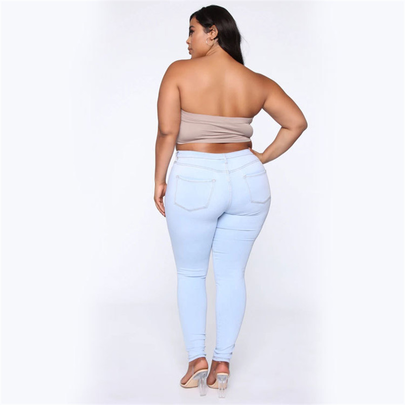 2021 High quality Hot Sale Plus size jeans women's high waist skinny denim jeans casual high stretch pencil pants drop