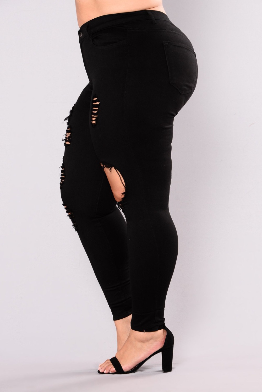 2021 High quality Plus size jeans for women High waist ripped Casual Skinny pencil pants Fashion slim female clothing