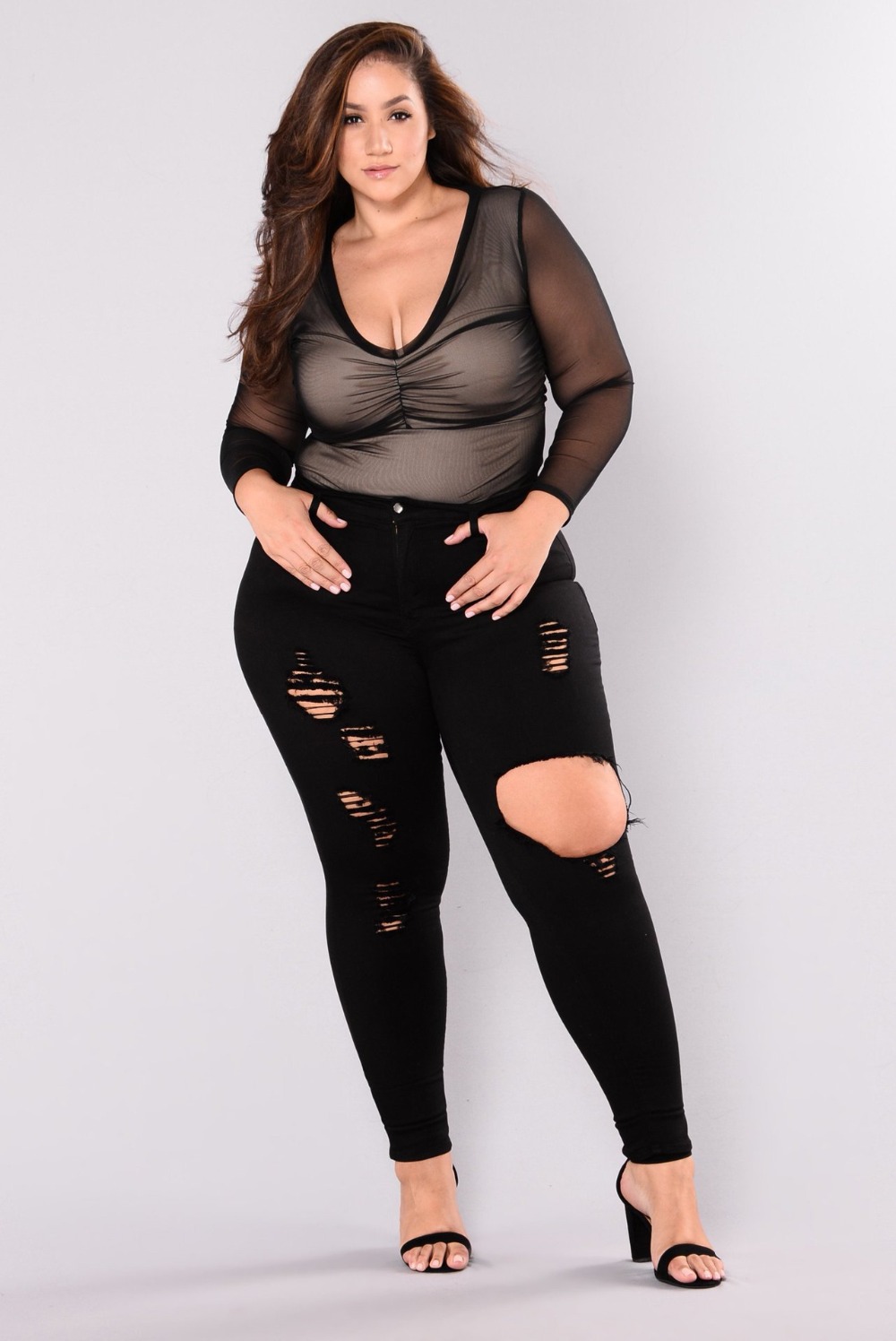 2021 High quality Plus size jeans for women High waist ripped Casual Skinny pencil pants Fashion slim female clothing