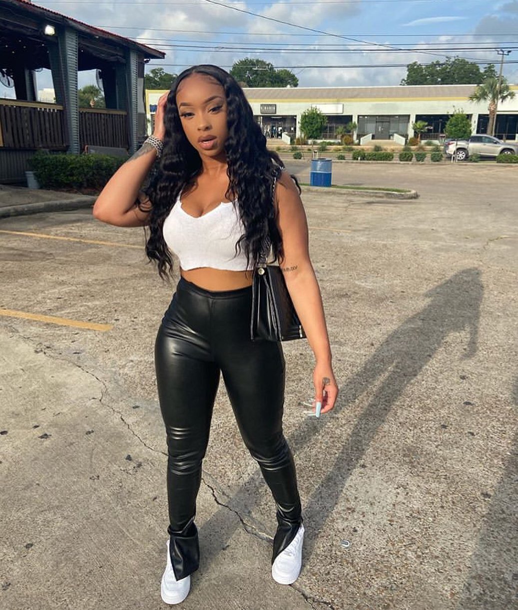 2021 High quality Sexy Leather Side Split Trumpet Pants Women Skinny Pencil Trousers Autumn New Fashion Solid Color