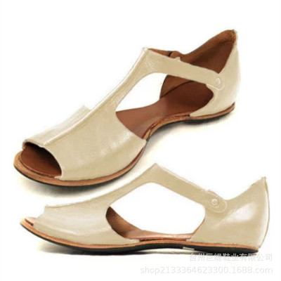 2021 High quality Women PU Leather Sandals Fashion Soft Flats Ladies Casual Toe Women's Comfortable Female Beach Shoes