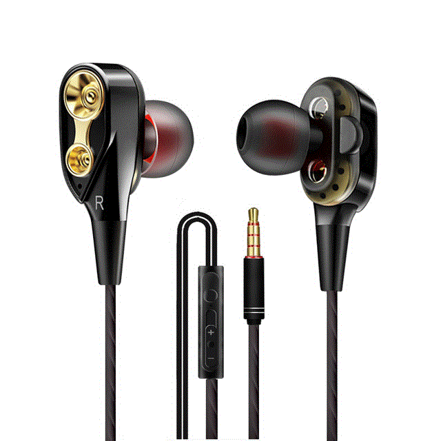 2021 High quality Earphone Wired Magnetic Stereo Headphones in-Ear Super Bass Dual Drive Earphone For Huawei Samsung