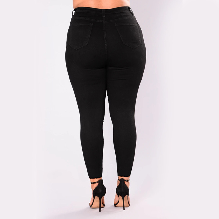 2021 High quality Ripped Jeans For Women Spring Fashion Broken Hole Denim Pants High Waist Pencil Trousers Plus Size
