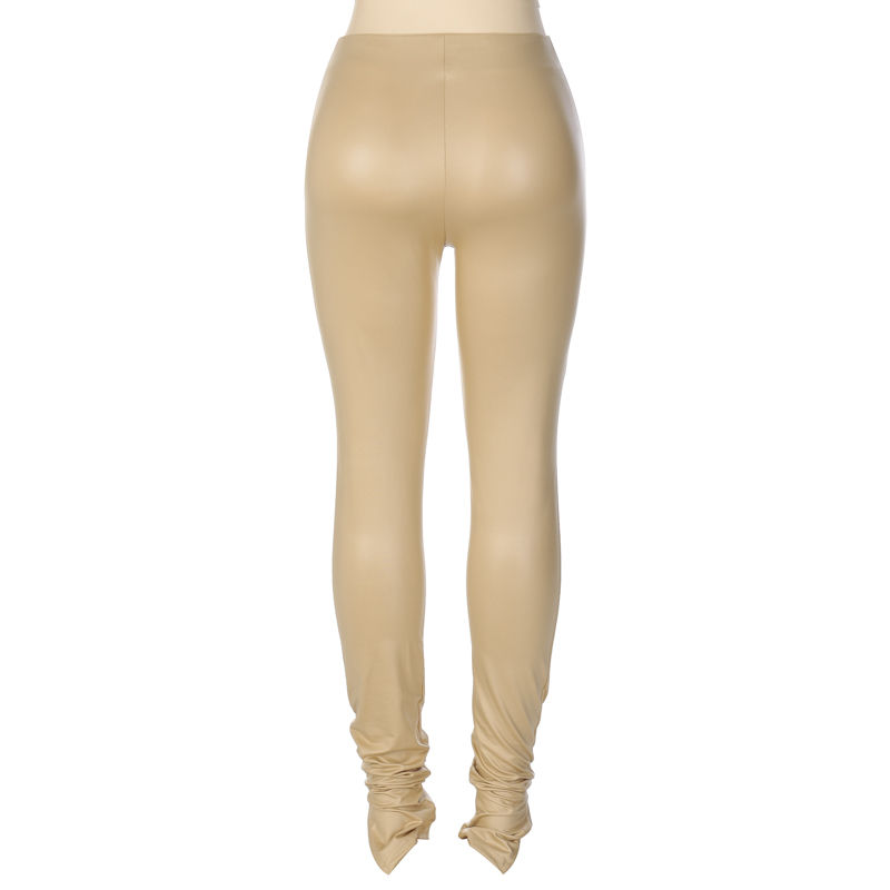 2021 High quality Women Pu Leather Pencil Pant Slit High Waist Streetwear Skinny Sexy Autumn Winter Trousers Club Pant