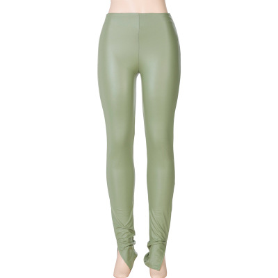 2021 High quality Women Pu Leather Pencil Pant Slit High Waist Streetwear Skinny Sexy Autumn Winter Trousers Club Pant