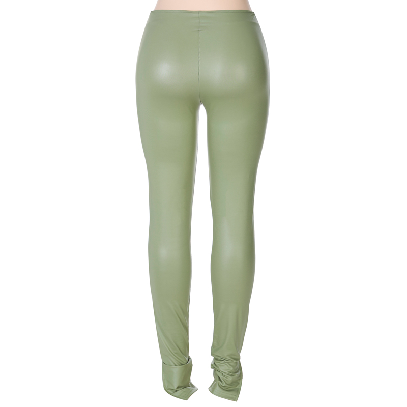 2021 High quality Women Pu Leather Pencil Pant Slit High Waist Streetwear Skinny Sexy Autumn Winter Trousers Club Pant