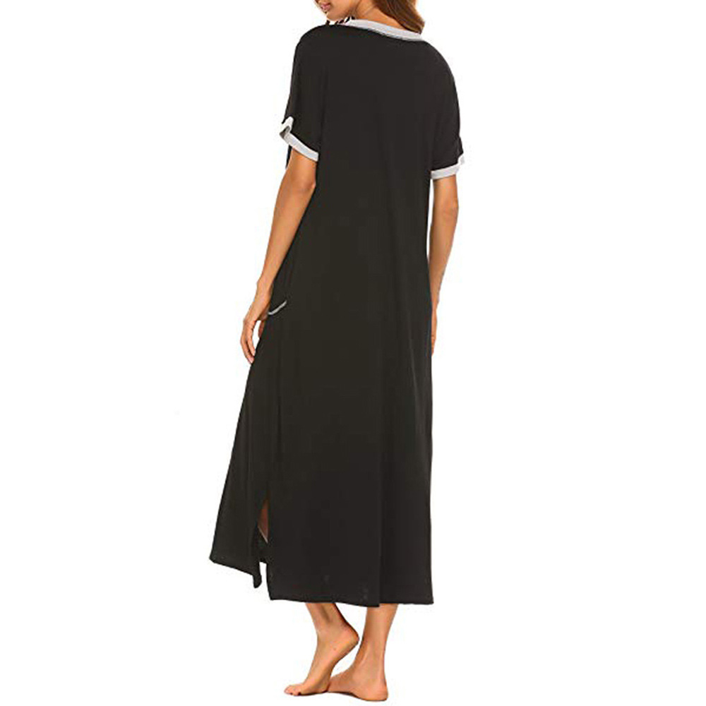 2021 High quality Women Summer Dress Nightshirt Short Sleeve Soft Nightgown with Pocket Casual Sleepwear Female Dress