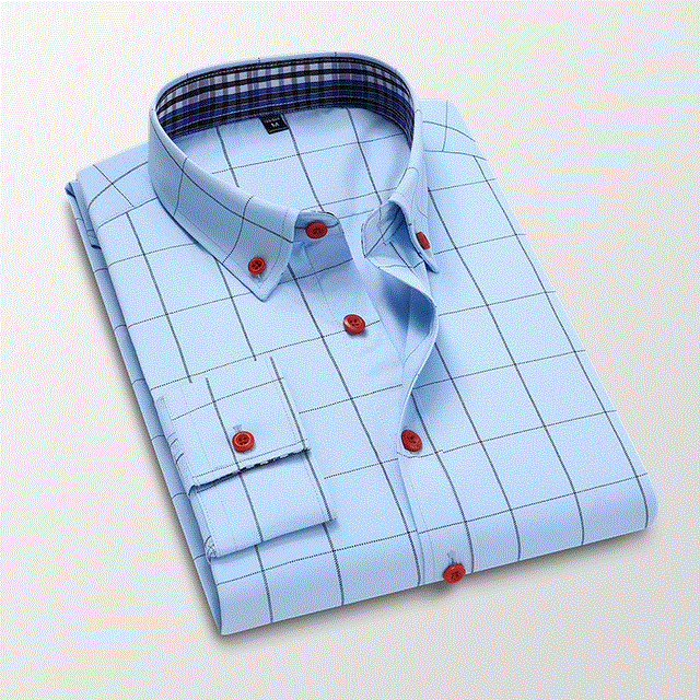 2021 High quality Men Plaid Dress Shirt High Quality Long Sleeve Slim Fit Business Classic Casual Brand Clothing Shirt