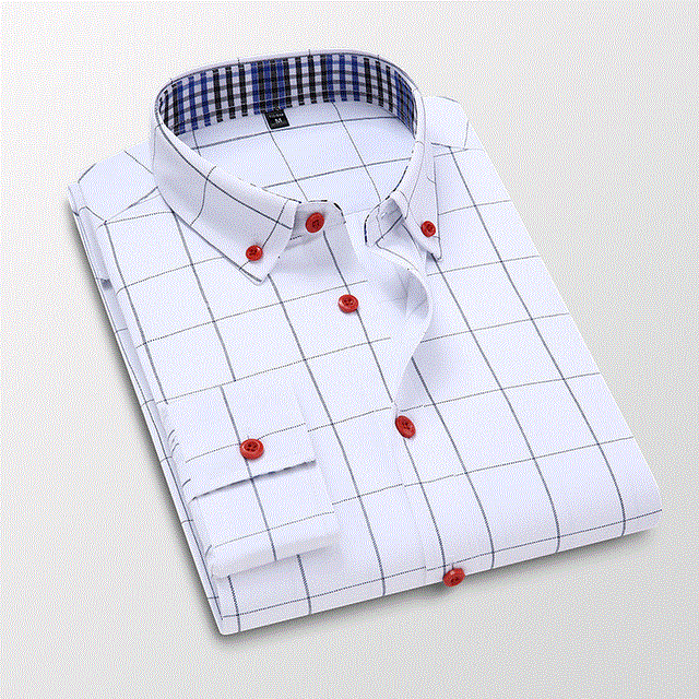 2021 High quality Men Plaid Dress Shirt High Quality Long Sleeve Slim Fit Business Classic Casual Brand Clothing Shirt