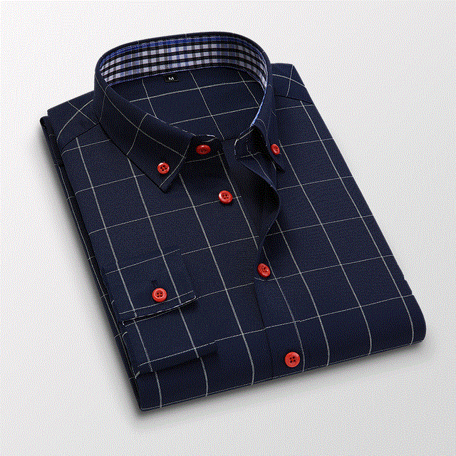 2021 High quality Men Plaid Dress Shirt High Quality Long Sleeve Slim Fit Business Classic Casual Brand Clothing Shirt